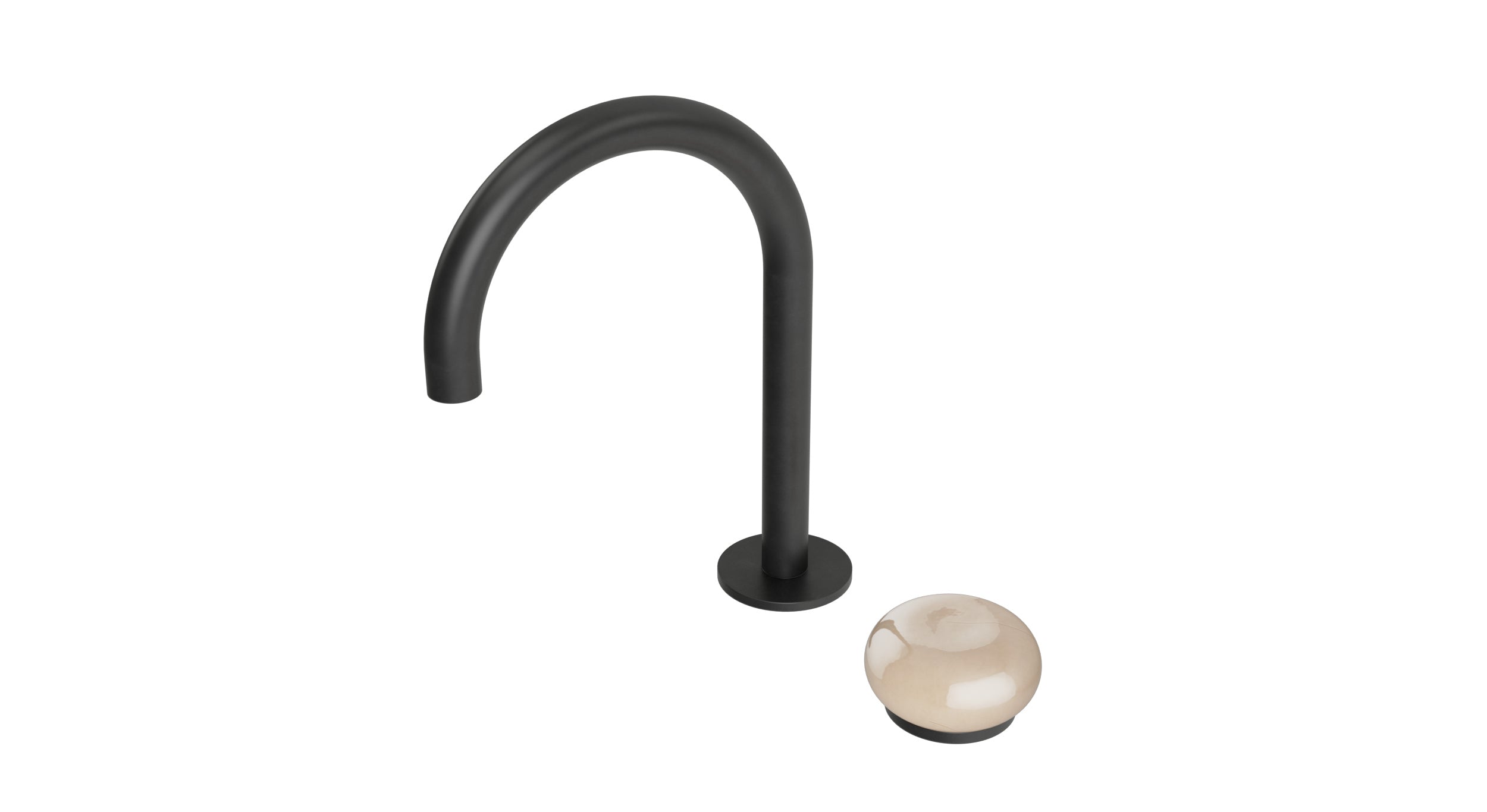 Foundry One Handle Deck Mount Gooseneck Lavatory Faucet with Pebble Ceramic Knob Handle in Oil Rubbed Bronze