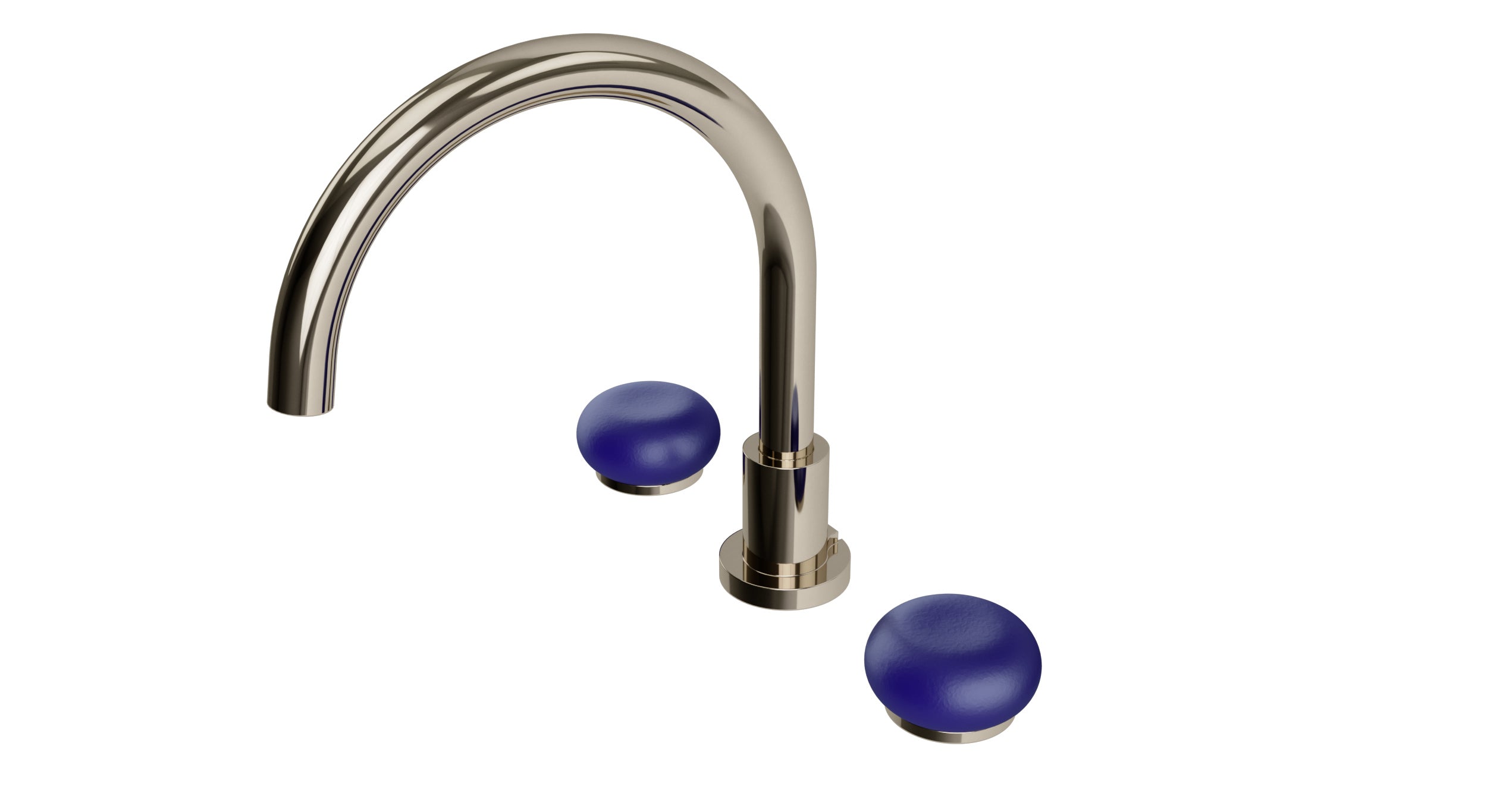 Foundry Two Handle Deck Mount Gooseneck Bath Trim with Pebble Ceramic Knob Handles