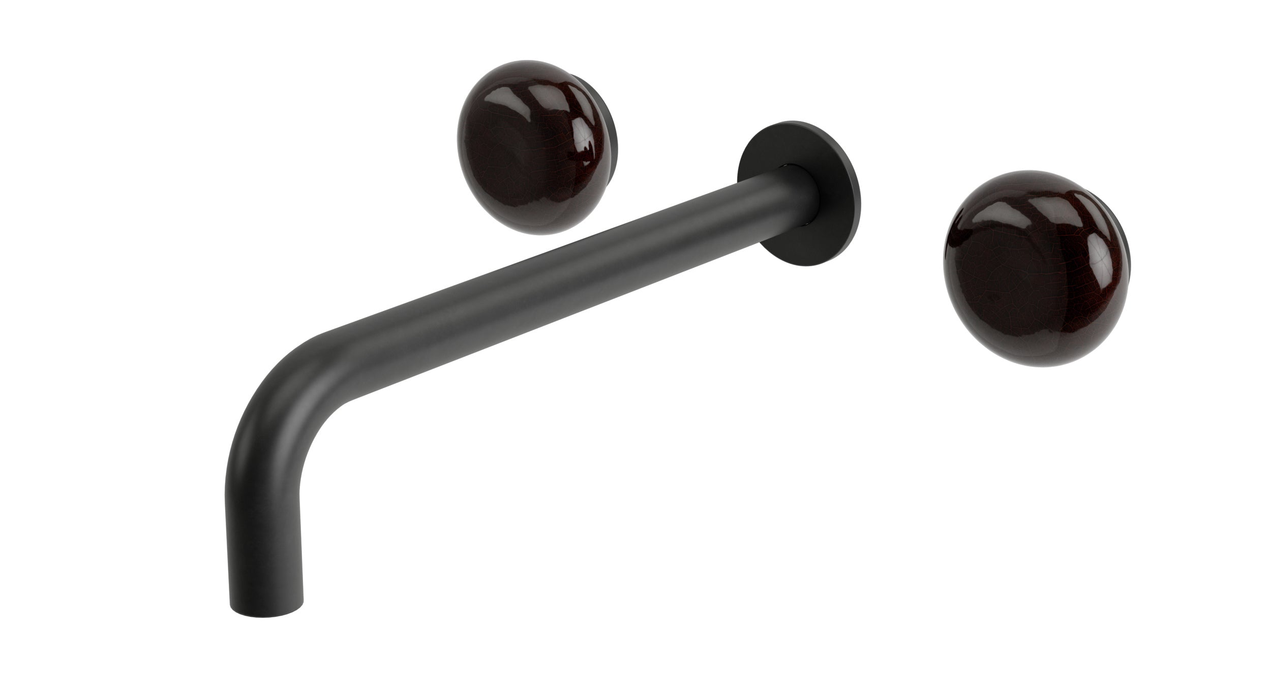 Foundry Two Handle Wall Mount 10" Lavatory Faucet with Pebble Ceramic Knob Handles in Oil Rubbed Bronze