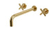 Contour Two Handle Wall Mount 12" Lavatory Faucet with Soft Cross Handles in Satin Brass