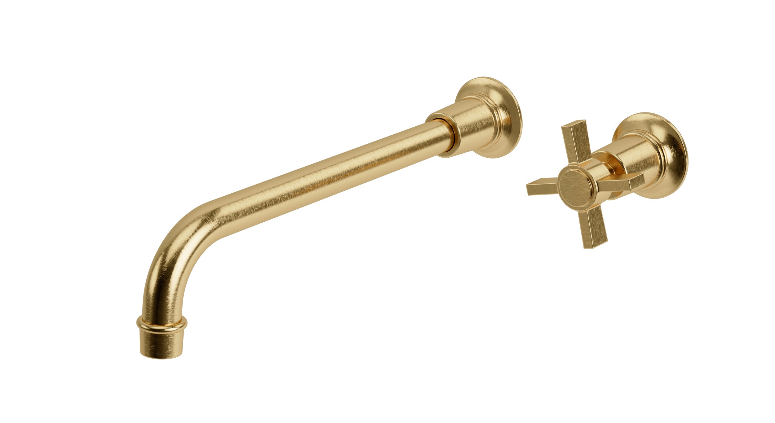 Emerson One Handle Wall Mount 12" Lavatory Faucet with Defined Cross Handle in Satin Brass