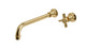 Emerson One Handle Wall Mount 12" Lavatory Faucet with Defined Cross Handle in Satin Brass
