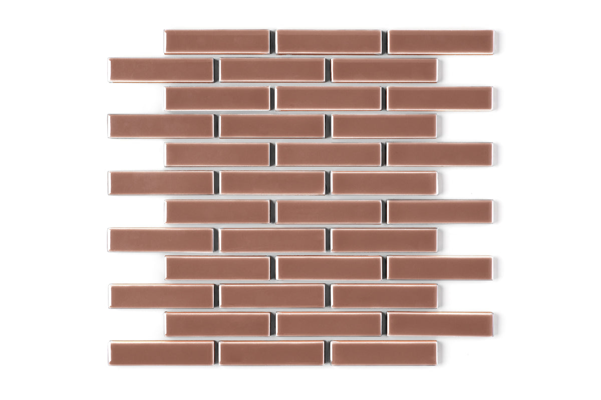 Mauve 1x4 Half Offset Sheeted Gloss Original Ceramic Tile