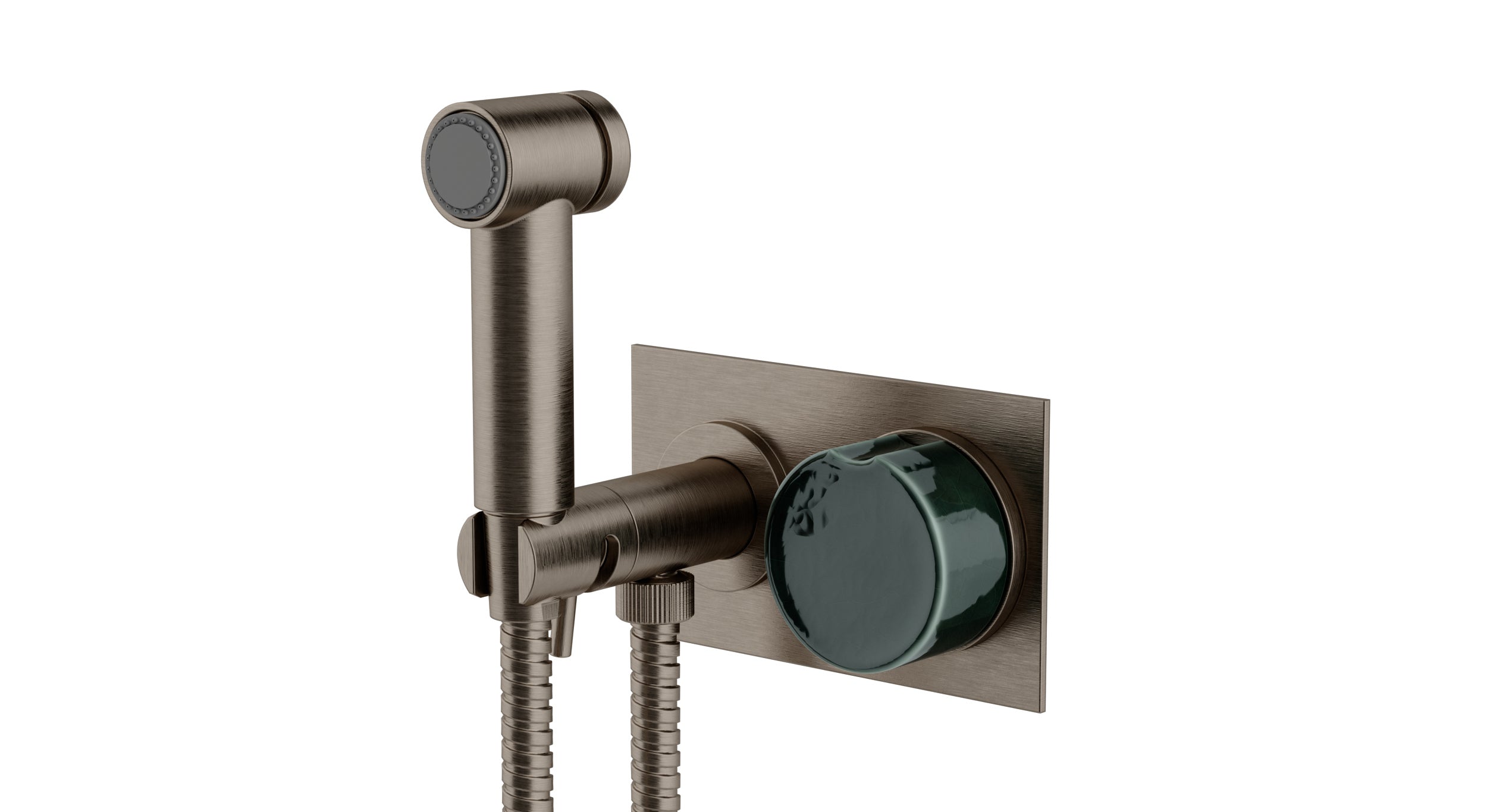 Foundry One Handle Wall Mount Bidet Trim with Groove Ceramic Knob Handle in Antique Nickel