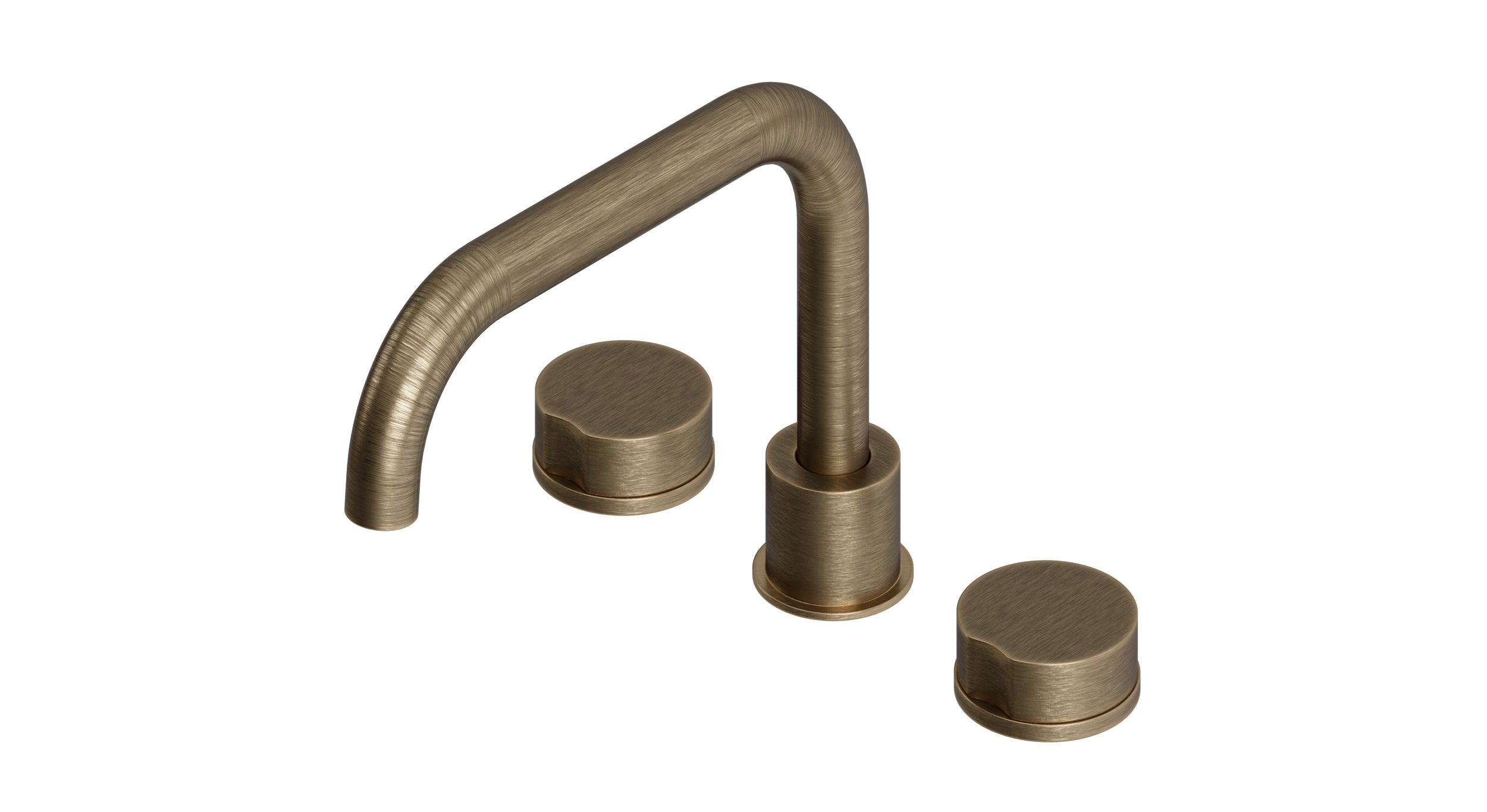 Foundry Two Handle Deck Mount Squaretop Bath Trim with Barrel Knob Handles