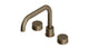 Foundry Two Handle Deck Mount Squaretop Bath Trim with Barrel Knob Handles in Antique Brass