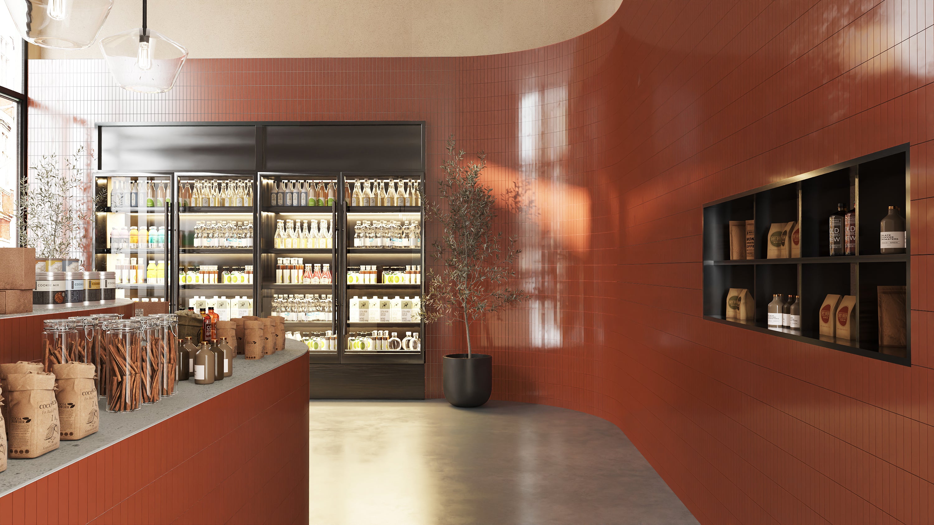 2x8 Natural Press Ceramic Tile in Red Iron Oxide Gloss