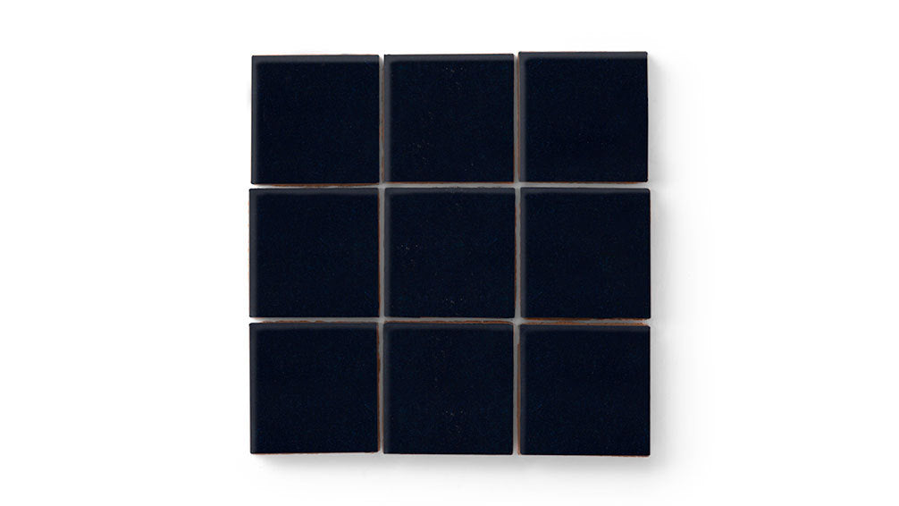 3x3 Straight Set Sheeted Original Ceramic Mosaic Tile in Navy Blue Gloss