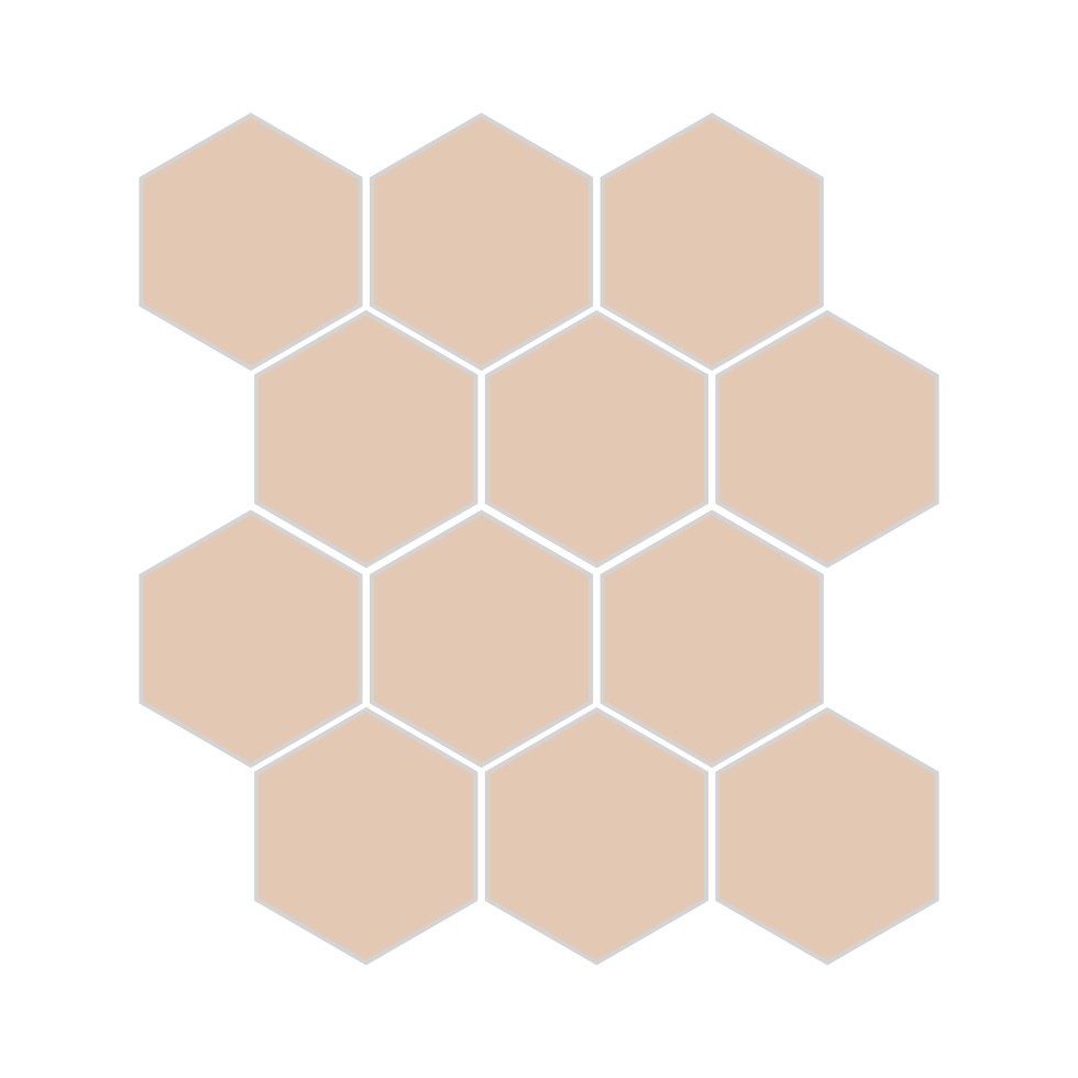 3" Hexagon Sheeted Original Ceramic Mosaic Tile in Tumbleweed Gloss