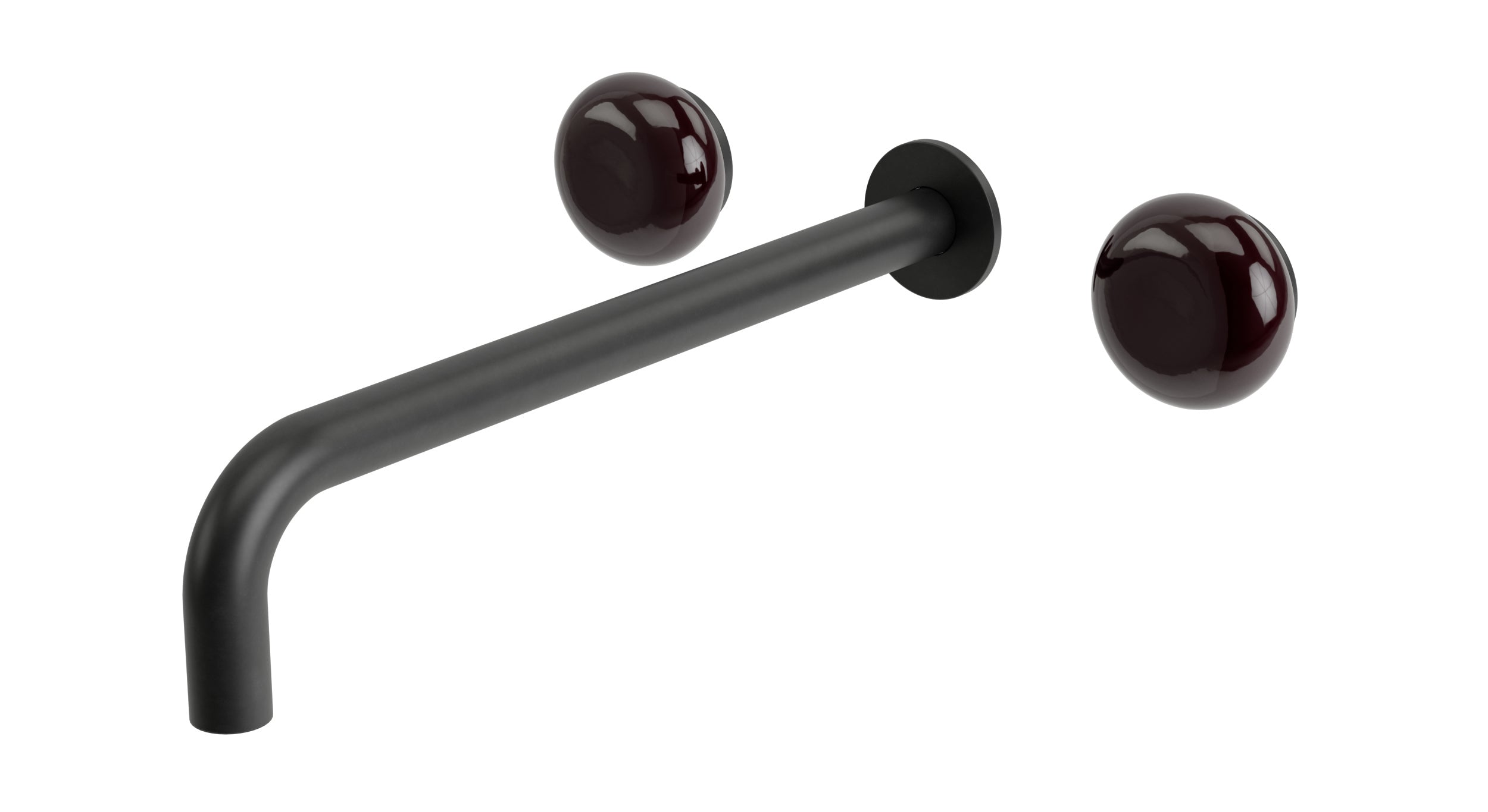 Foundry Two Handle Wall Mount 12" Lavatory Faucet with Pebble Ceramic Knob Handles in Oil Rubbed Bronze