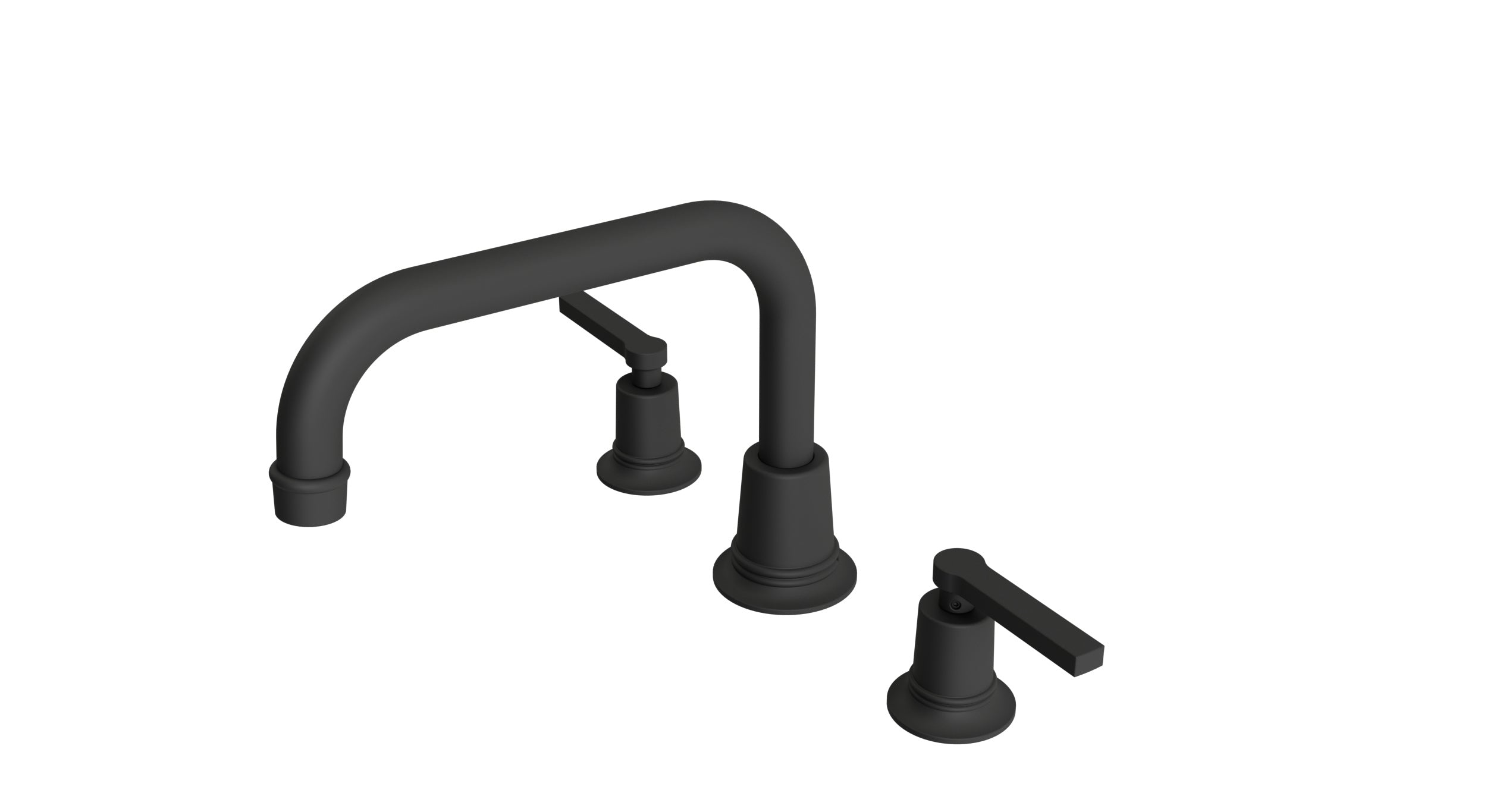 Emerson Two Handle Deck Mount Squaretop Bath Trim with Classic Lever Handles in Matte Black