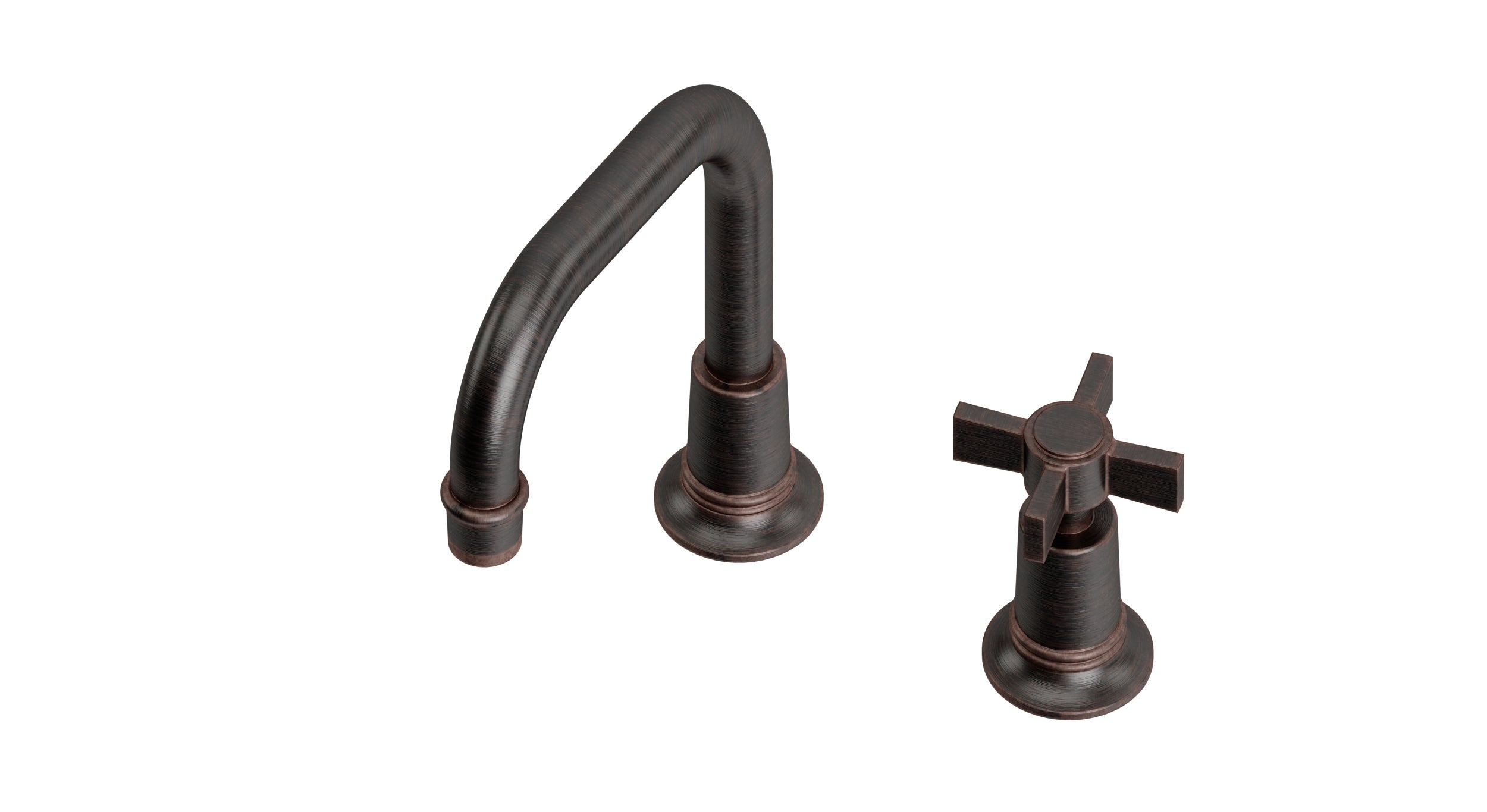 Emerson One Handle Deck Mount Squaretop Lavatory Faucet with Defined Cross Handle in Antique Bronze