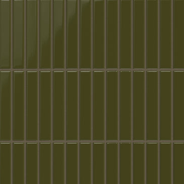 1x6 Straight Set Sheeted Original Ceramic Mosaic Tile in Bonsai Gloss