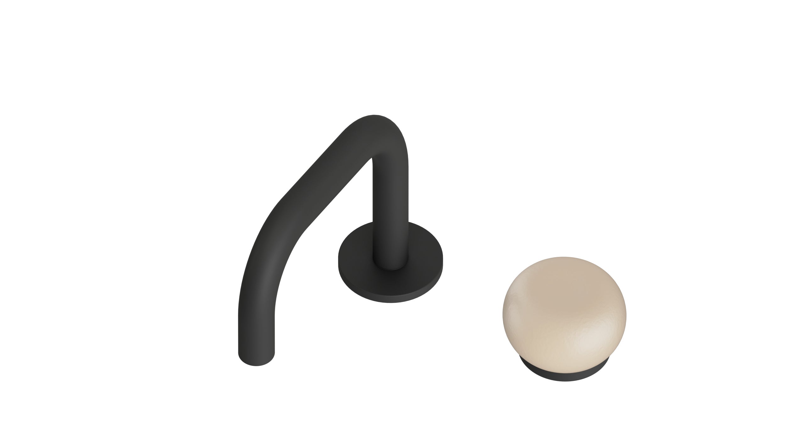 Foundry One Handle Deck Mount Squaretop Lavatory Faucet with Pebble Ceramic Knob Handle in Matte Black
