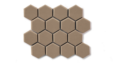 2" Hexagon Sheeted Original Ceramic Mosaic Tile in Sandstone Matte