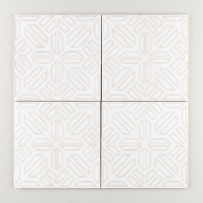 8x8 Handpainted Sample Snow Flower  in White Motif