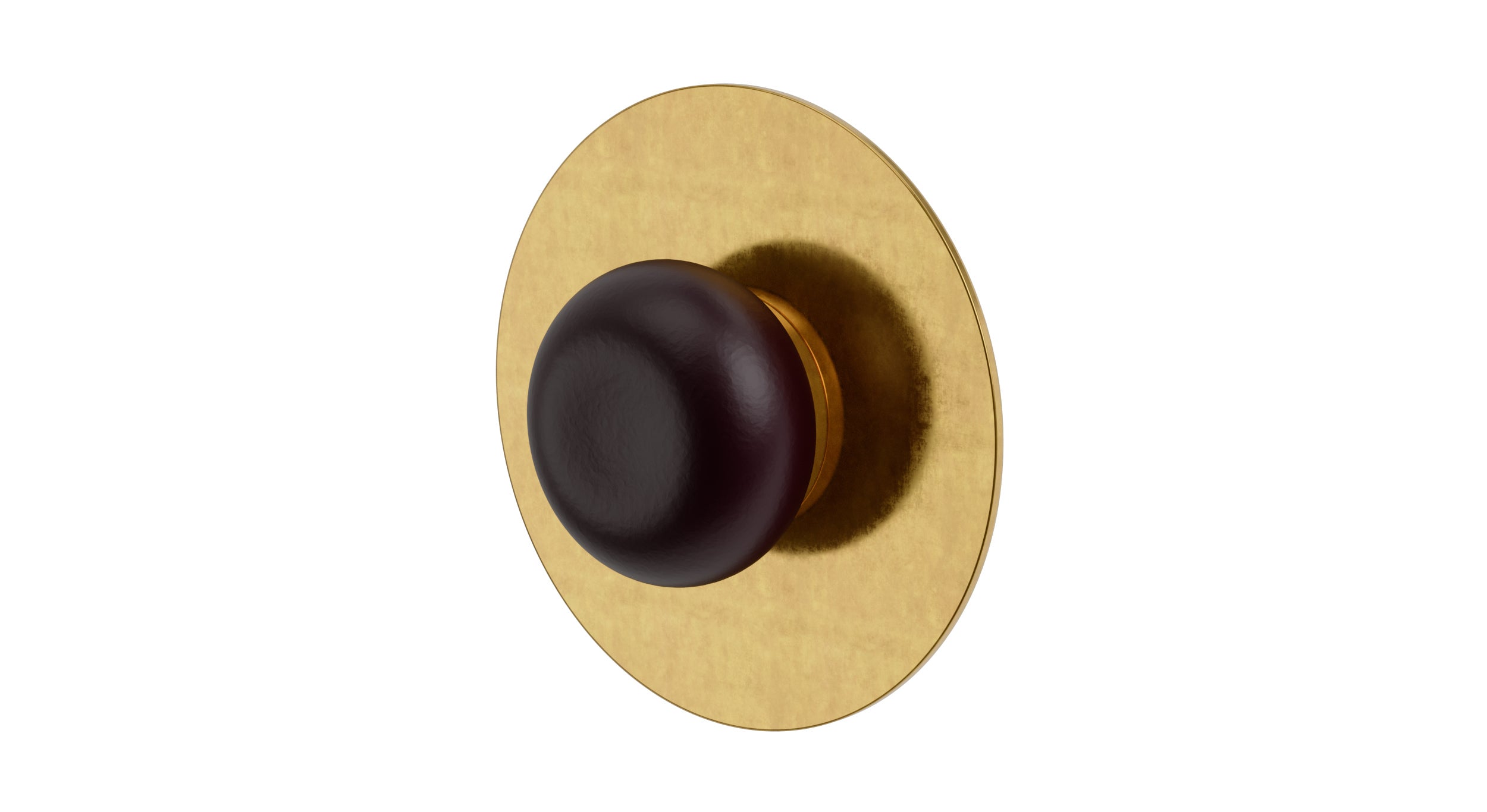 Foundry One Handle Wall Mount Shower Trim with Pebble Ceramic Knob Handle in French Brass