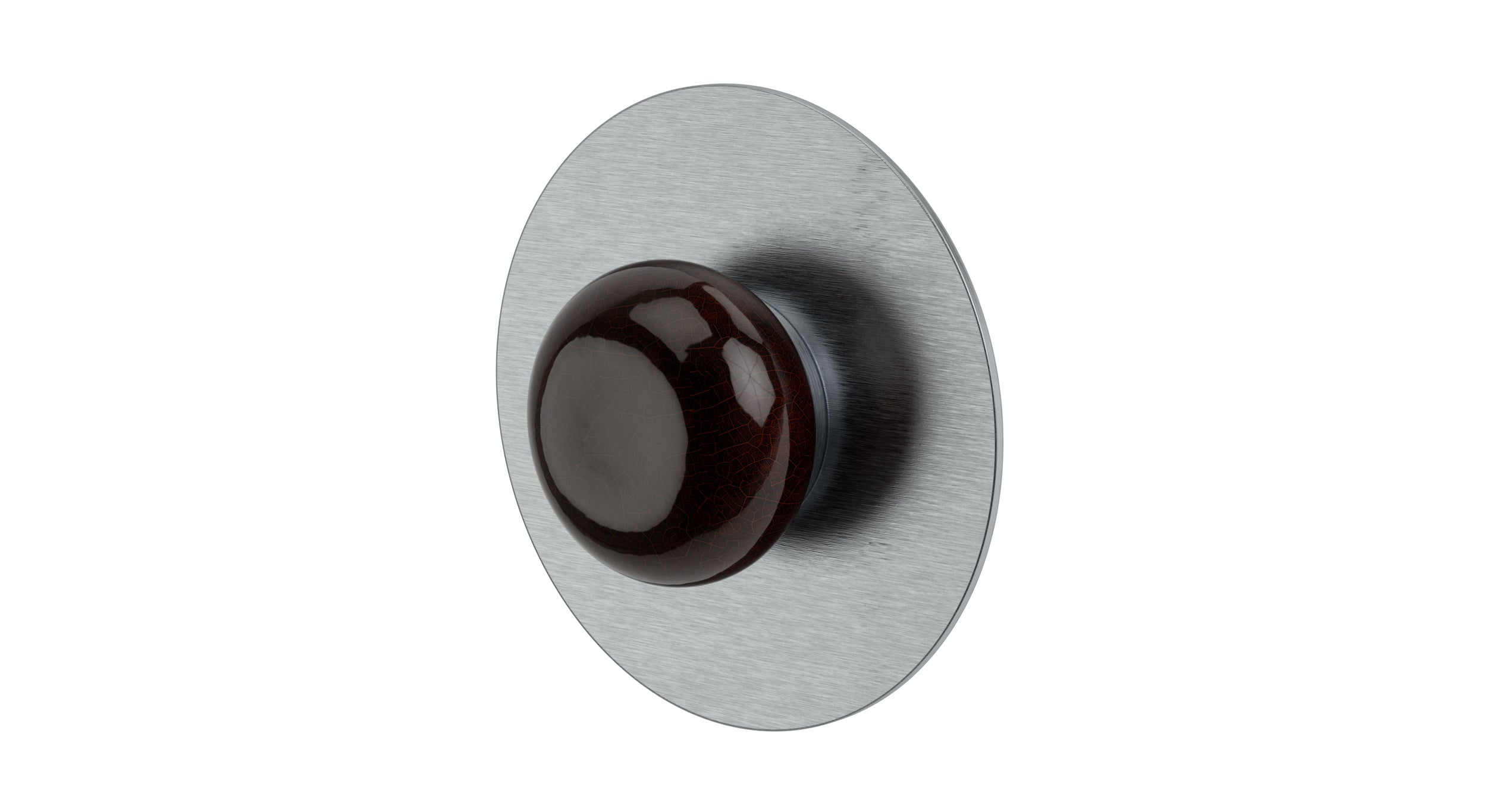 Foundry One Handle Wall Mount Shower Trim with Pebble Ceramic Knob Handle in Satin Chrome