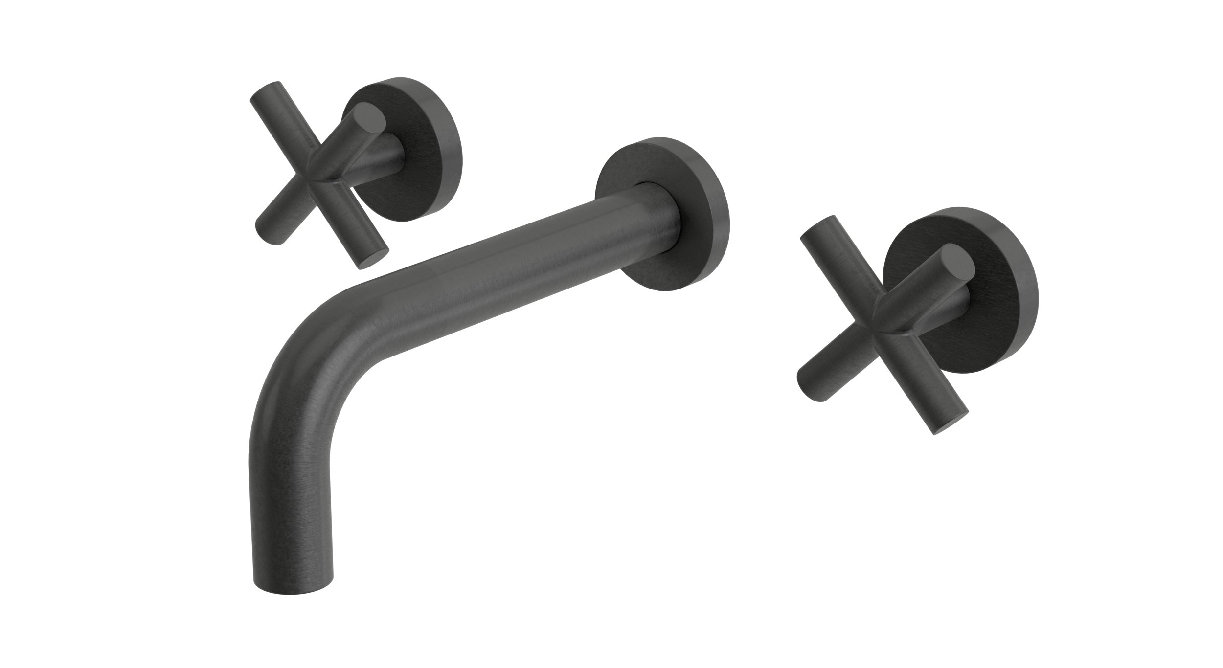 Contour Two Handle Wall Mount 7.5" Lavatory Faucet with Soft Cross Handles in Blackened Nickel
