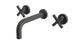Contour Two Handle Wall Mount 7.5" Lavatory Faucet with Soft Cross Handles in Blackened Nickel