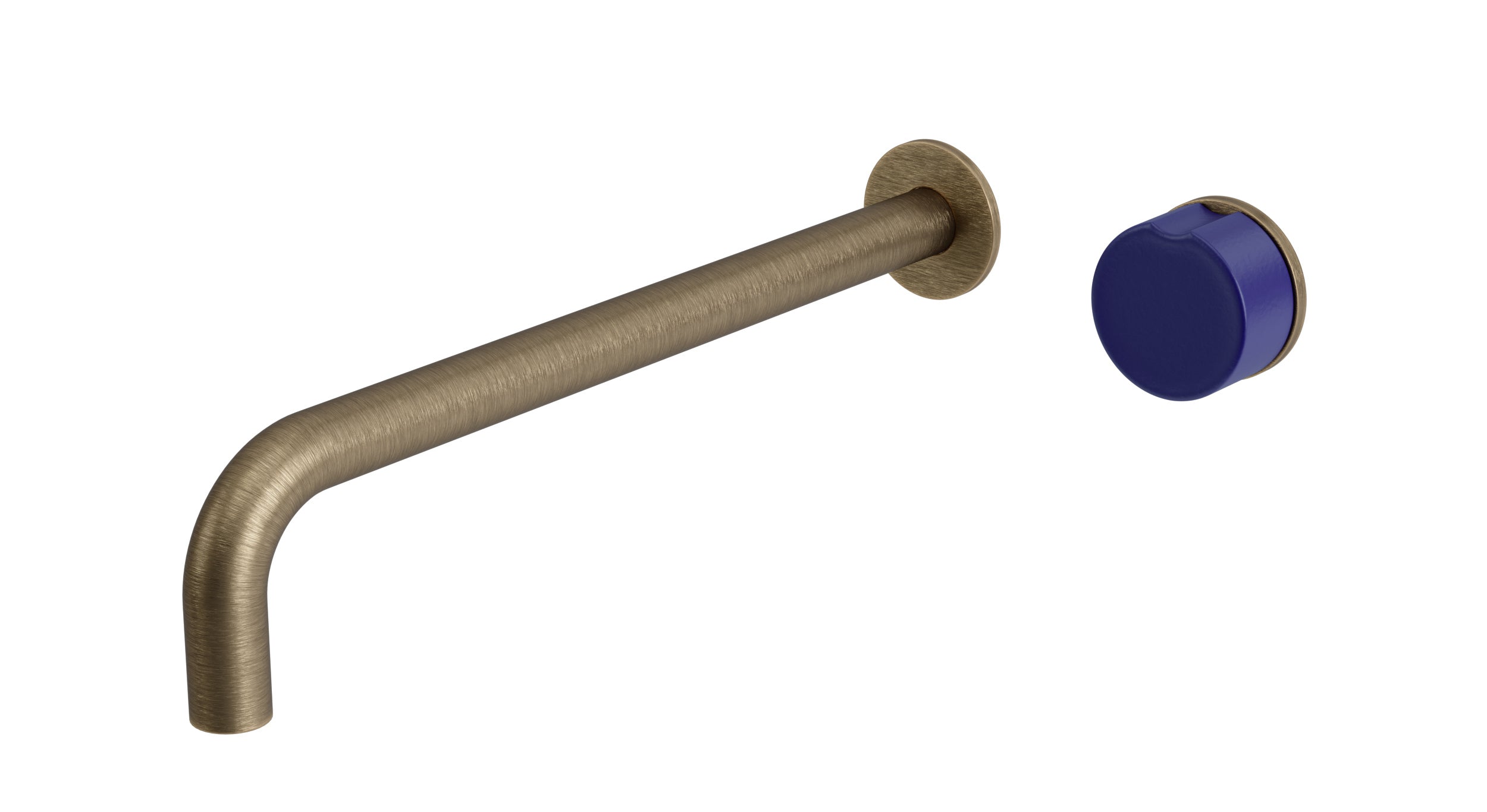 Foundry One Handle Wall Mount 12" Lavatory Faucet with Groove Ceramic Knob Handle in Antique Brass