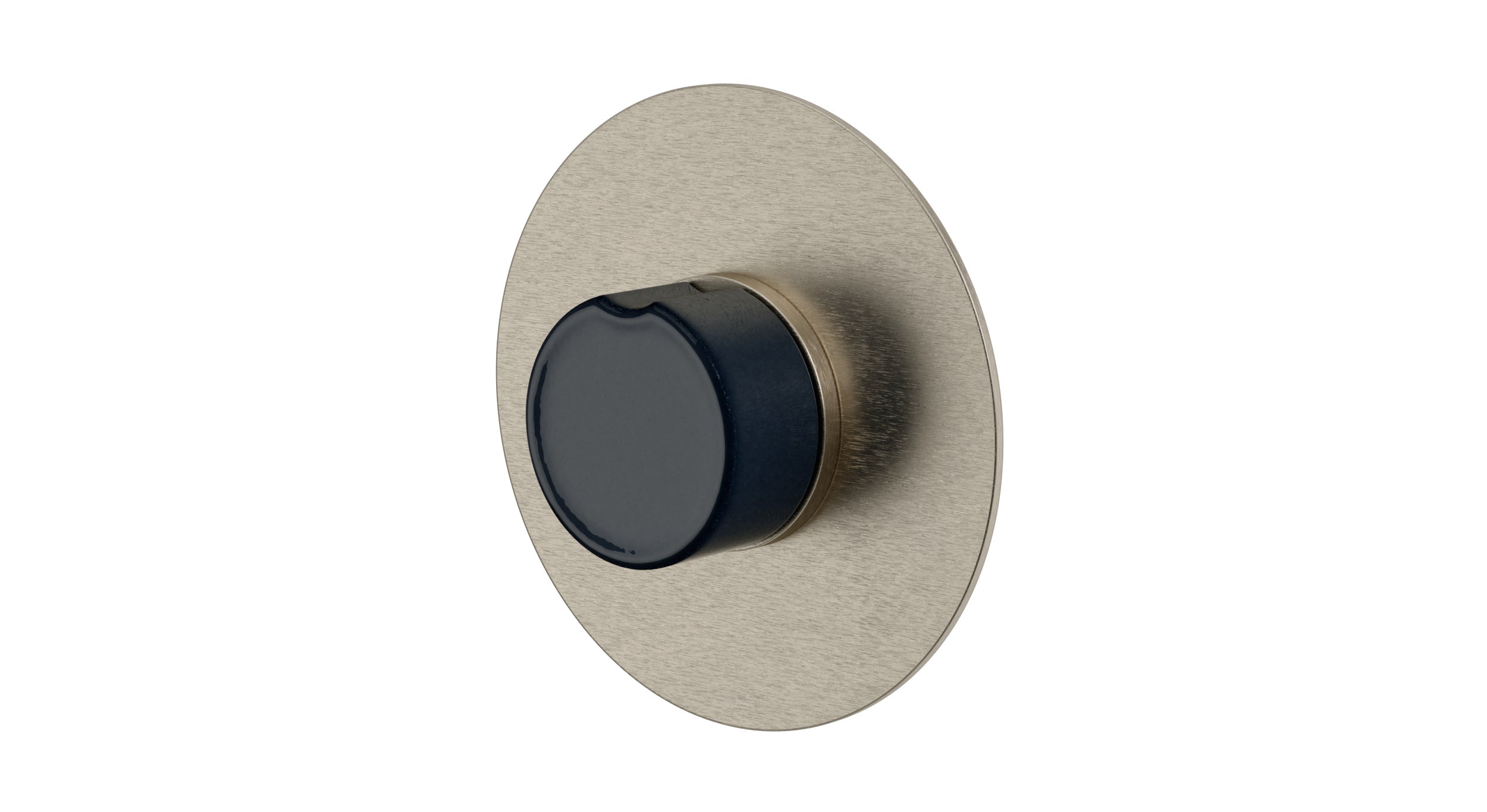 Foundry One Handle Wall Mount Shower Trim with Groove Ceramic Knob Handle in Satin Nickel
