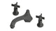 Emerson Two Handle Deck Mount Low Hexagon Bath Trim with Defined Cross Handles in Blackened Nickel
