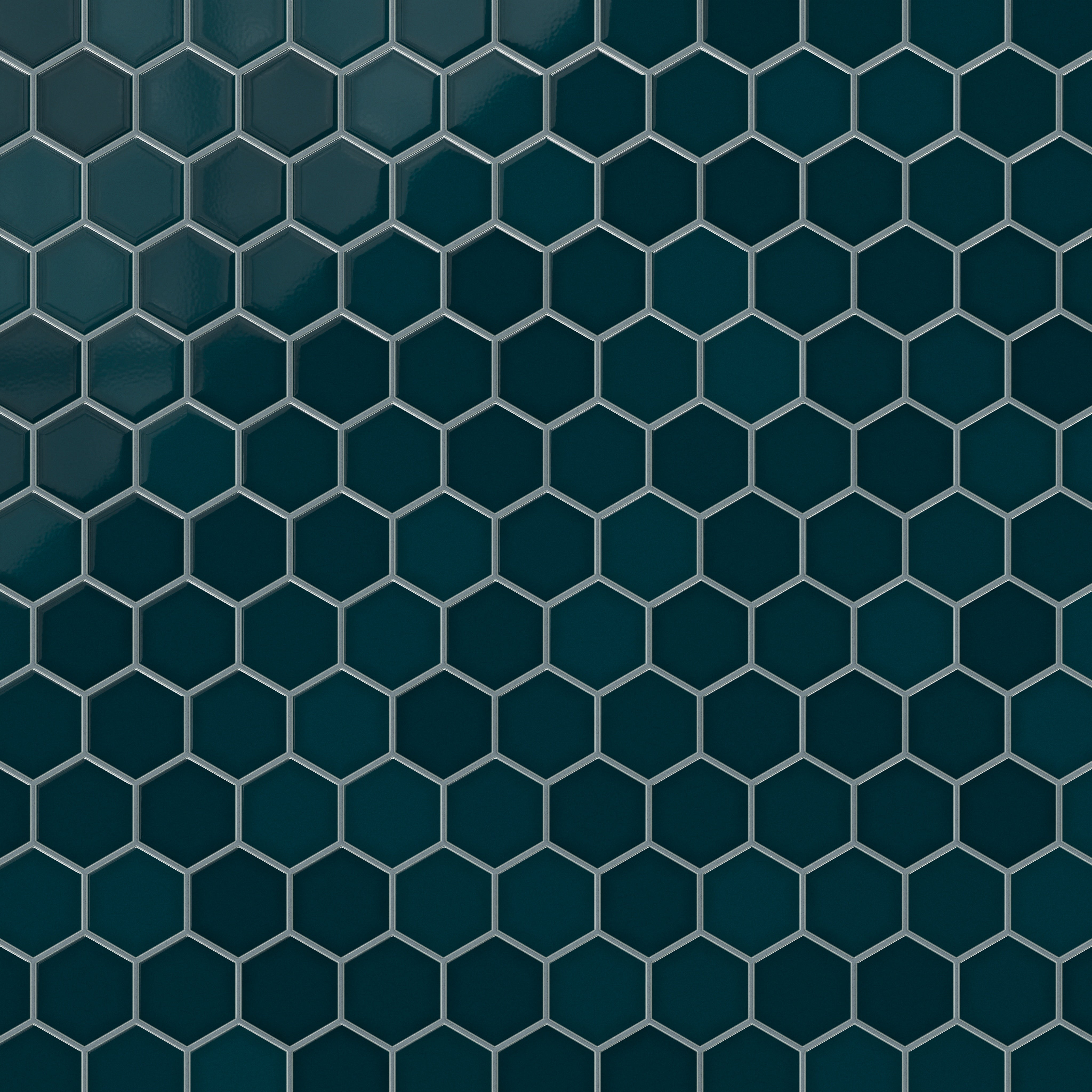 4" Hexagon Original Ceramic Tile in Caspian Sea Gloss
