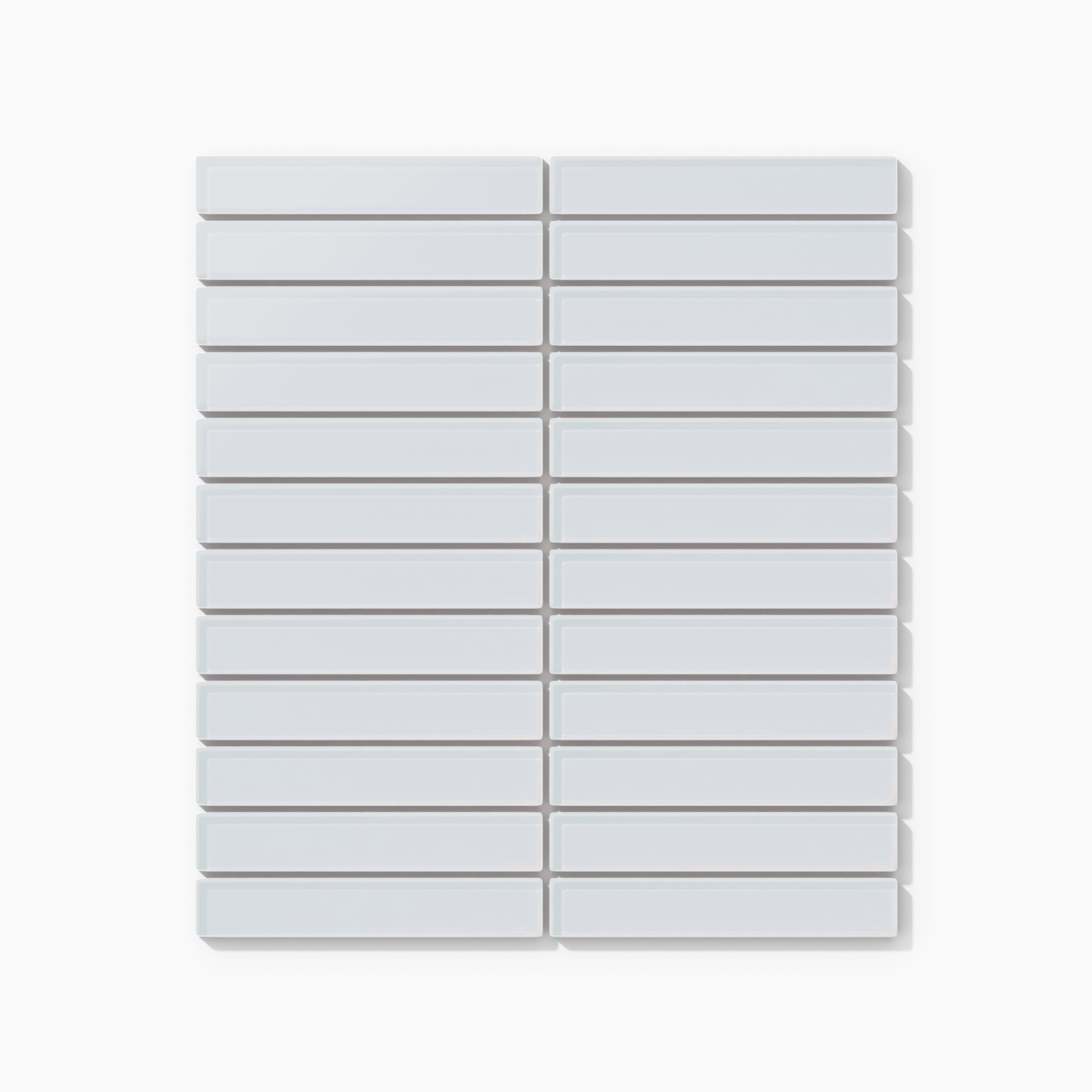 1x6 Straight Set Sheeted Glass Mosaic Tile in Snowy Owl Matte