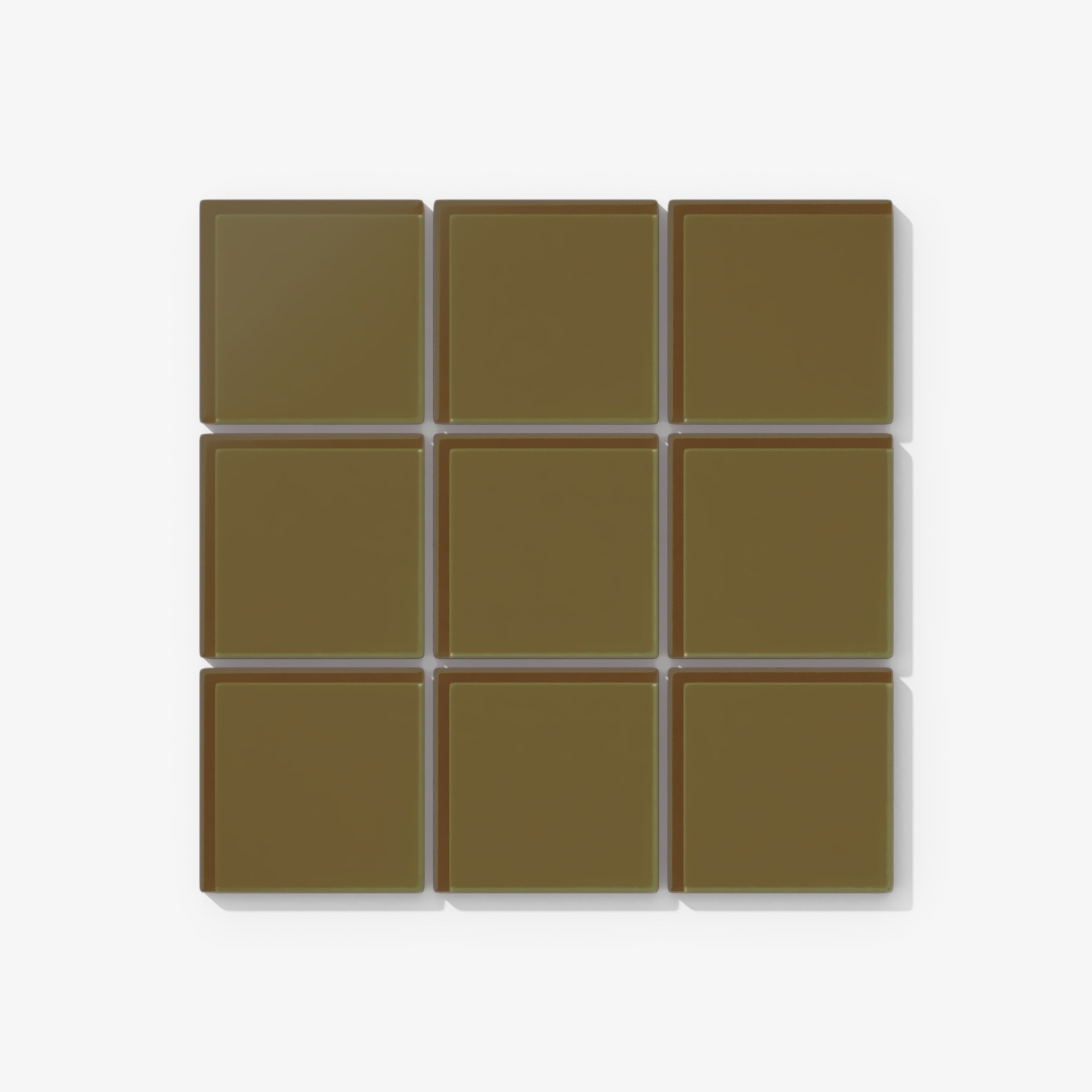 3x3 Straight Set Sheeted Glass Mosaic Tile in Merlin Matte