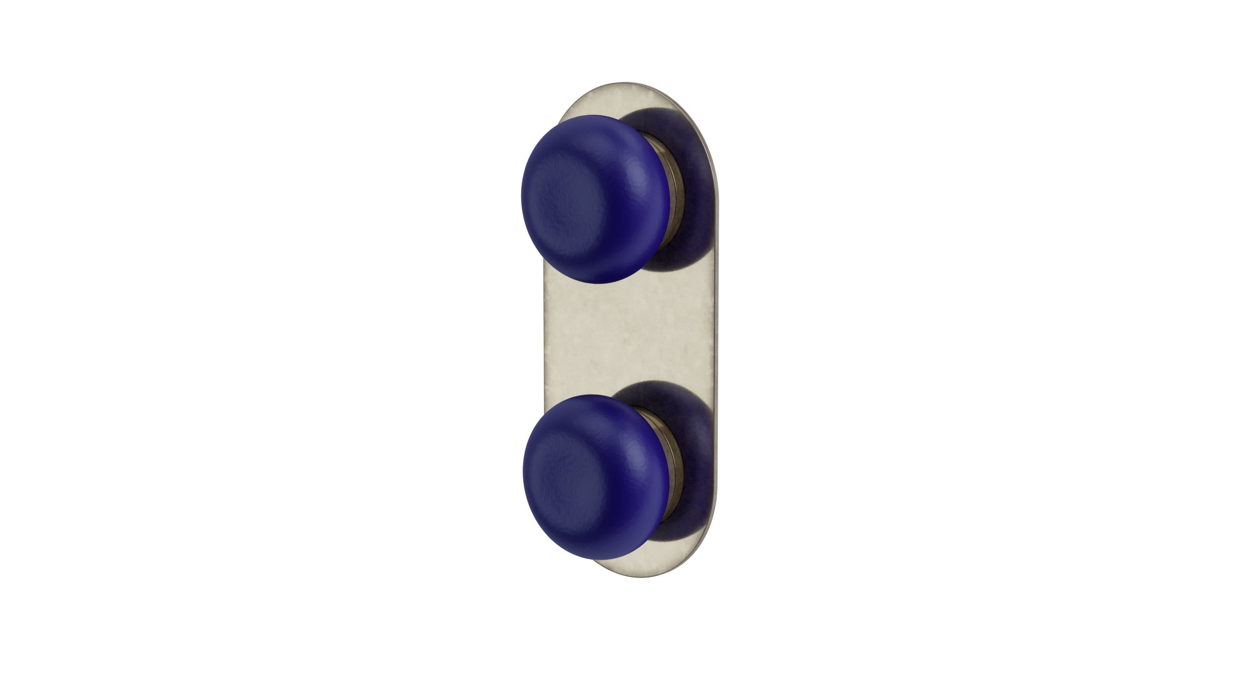 Foundry Two Handle Wall Mount Shower Trim with Pebble Ceramic Knob Handles in French Nickel