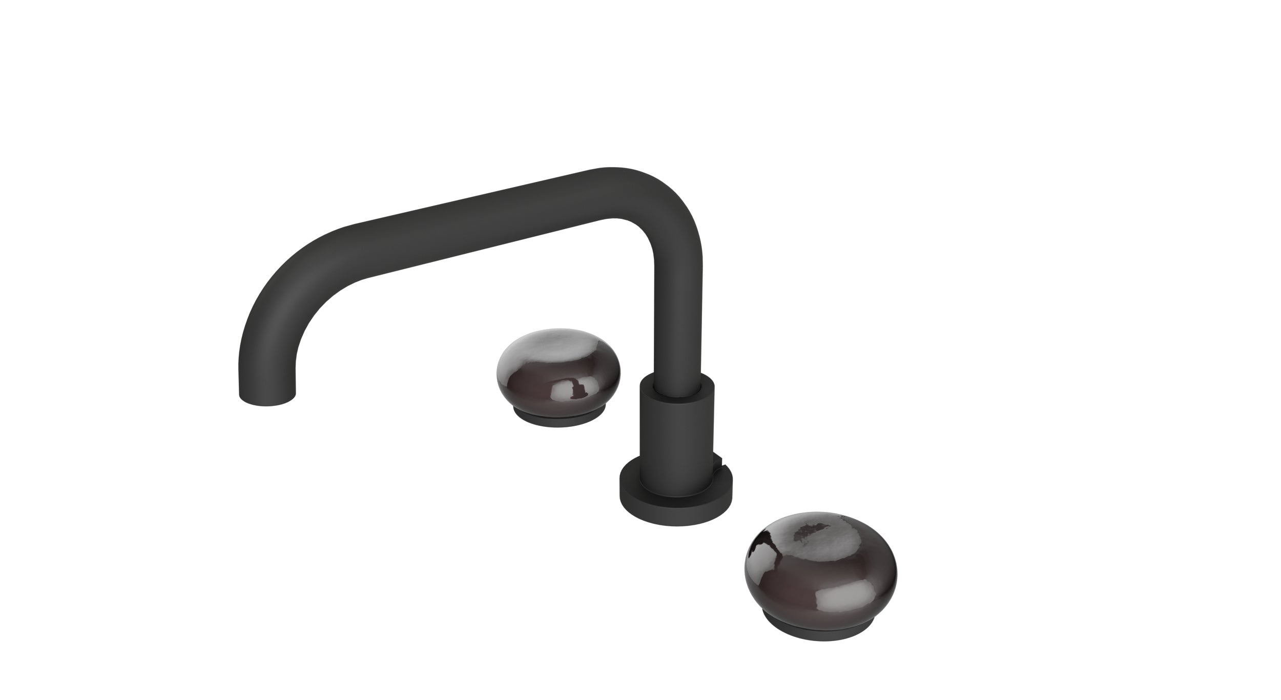Foundry Two Handle Deck Mount Squaretop Bath Trim with Pebble Ceramic Knob Handles in Matte Black