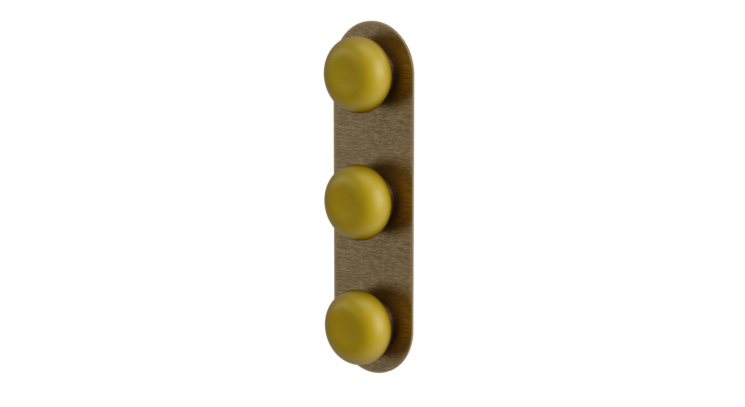 Foundry Three Handle Wall Mount Shower Trim with Pebble Ceramic Knob Handles in Antique Brass