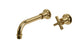 Emerson One Handle Wall Mount 8.25" Lavatory Faucet with Classic Cross Handle in Uncoated Polished Brass