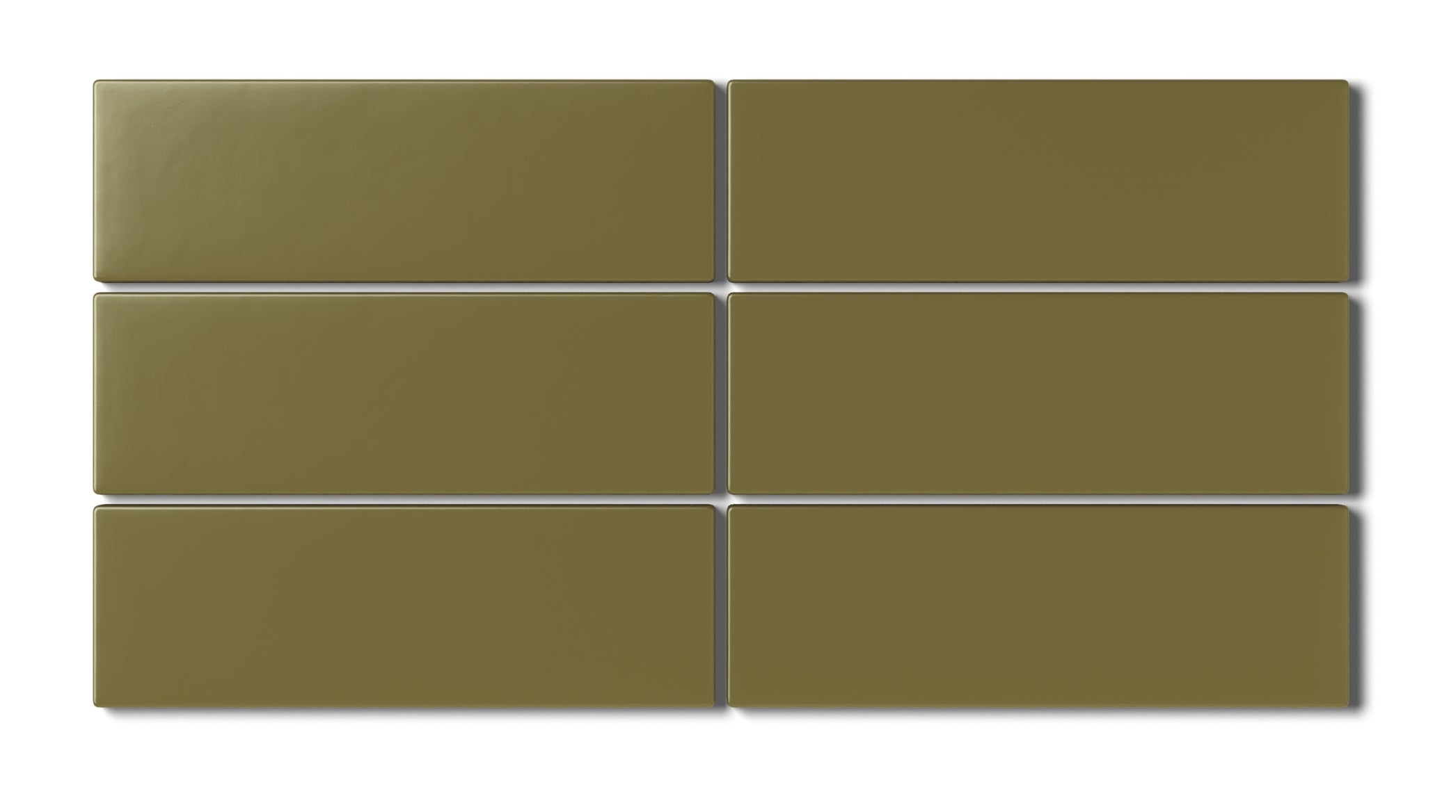 2x6 Natural Press Ceramic Tile in Sap Green Matte