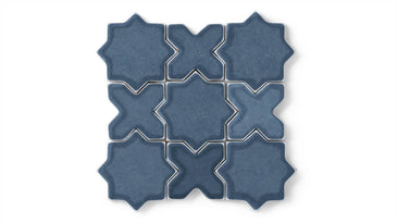 Mini Star & Cross Original Ceramic Tile in Slate Blue Gloss