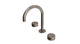 Foundry Two Handle Deck Mount Gooseneck Lavatory Faucet with Barrel Knob Handles in Antique Nickel