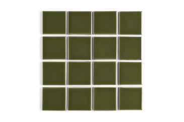 3x3 Straight Set Sheeted Original Ceramic Mosaic Tile in Bonsai Gloss
