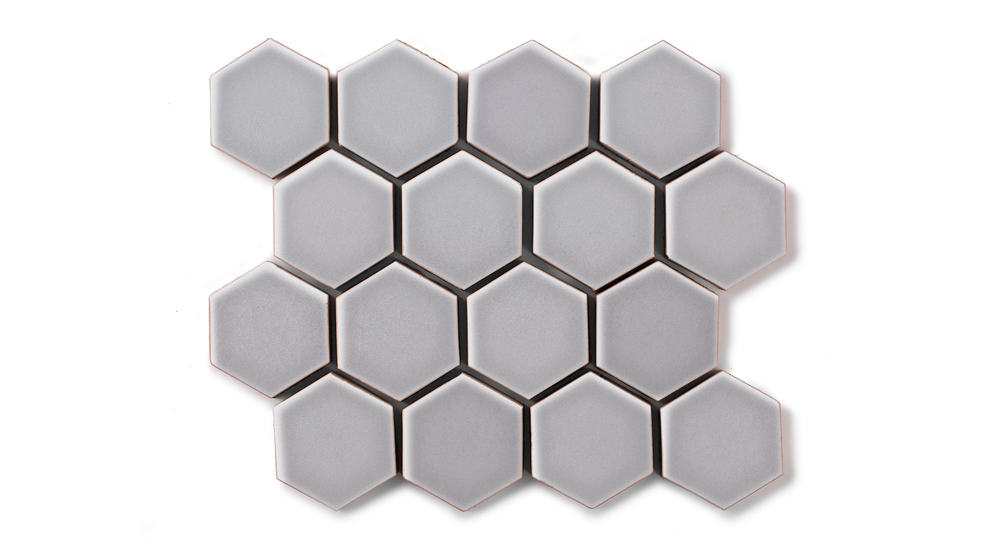 2" Hexagon Sheeted Original Ceramic Mosaic Tile in Dust Storm Gloss