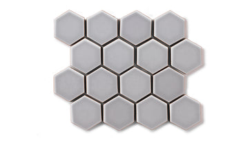 2" Hexagon Sheeted Original Ceramic Mosaic Tile in Dust Storm Gloss