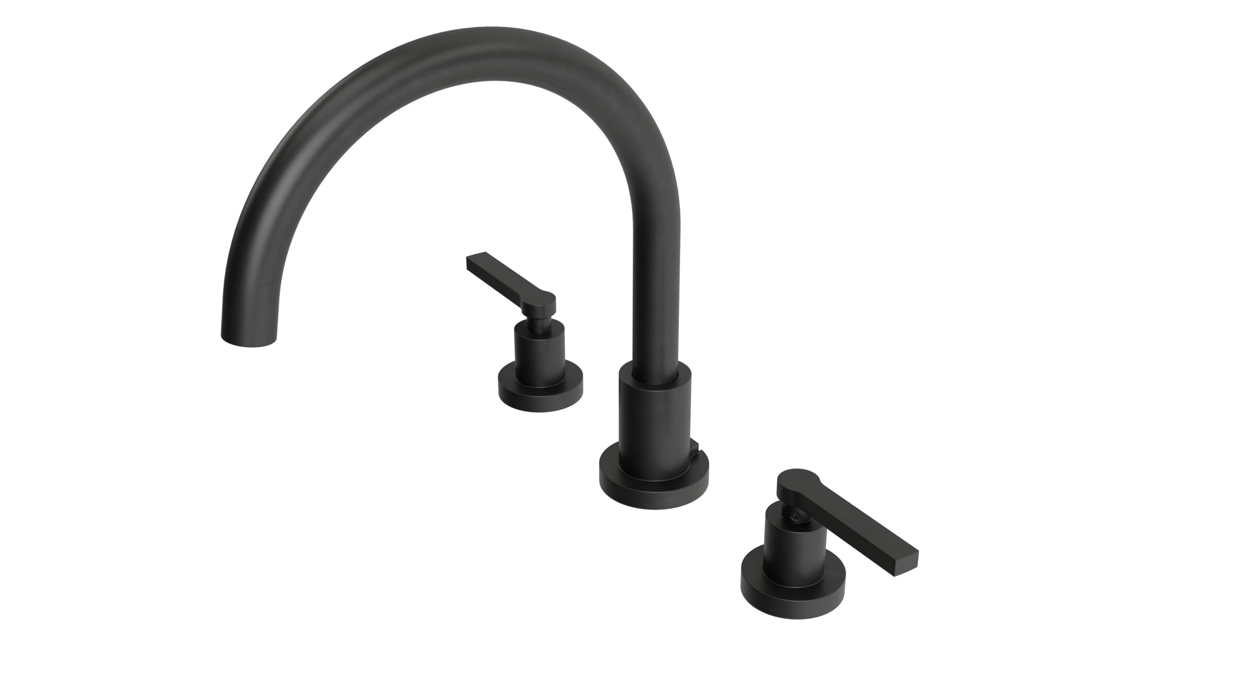 Flatiron Two Handle Deck Mount Gooseneck Bath Trim with Linear Lever Handles in Oil Rubbed Bronze
