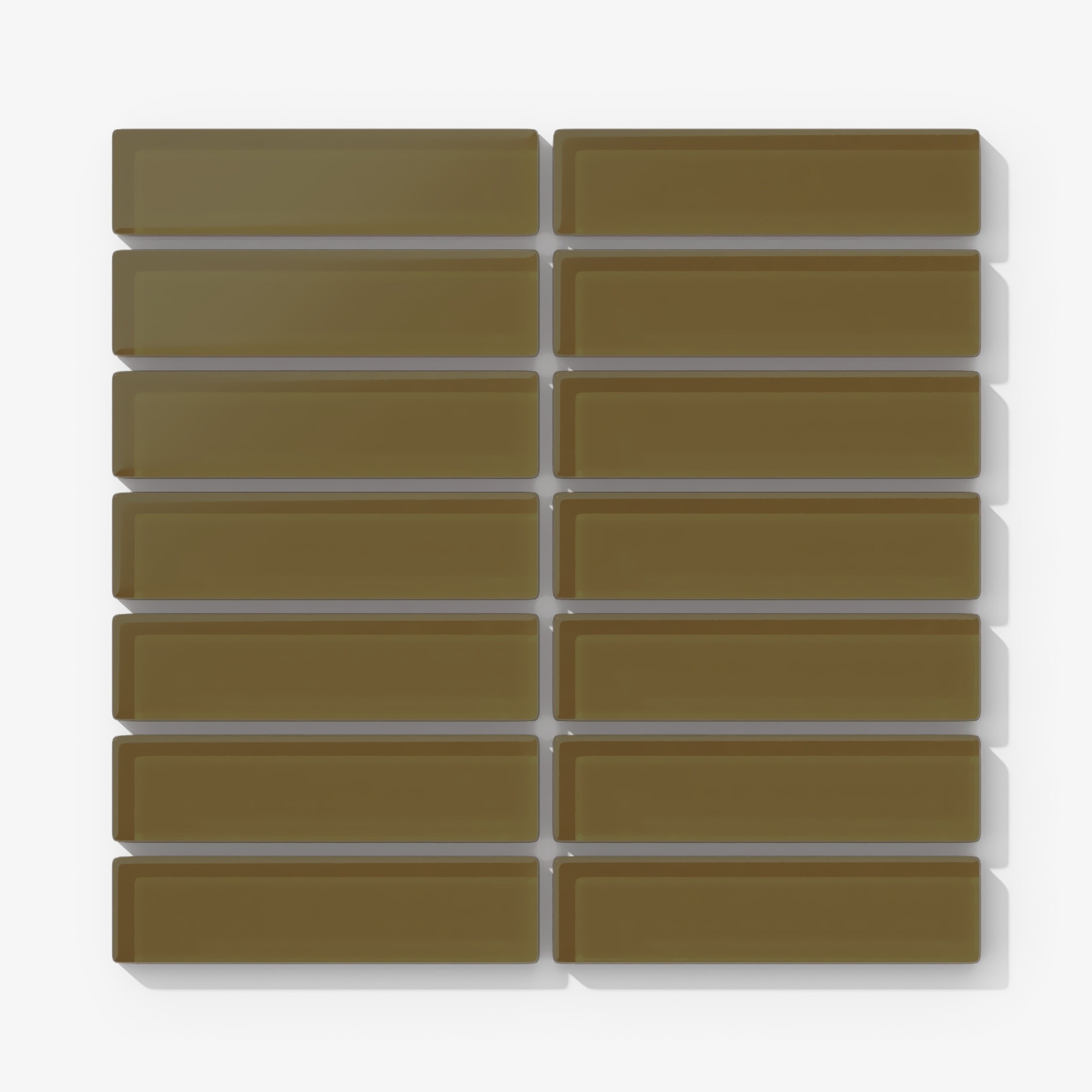1x4 Straight Set Sheeted Glass Mosaic Tile in Merlin Matte