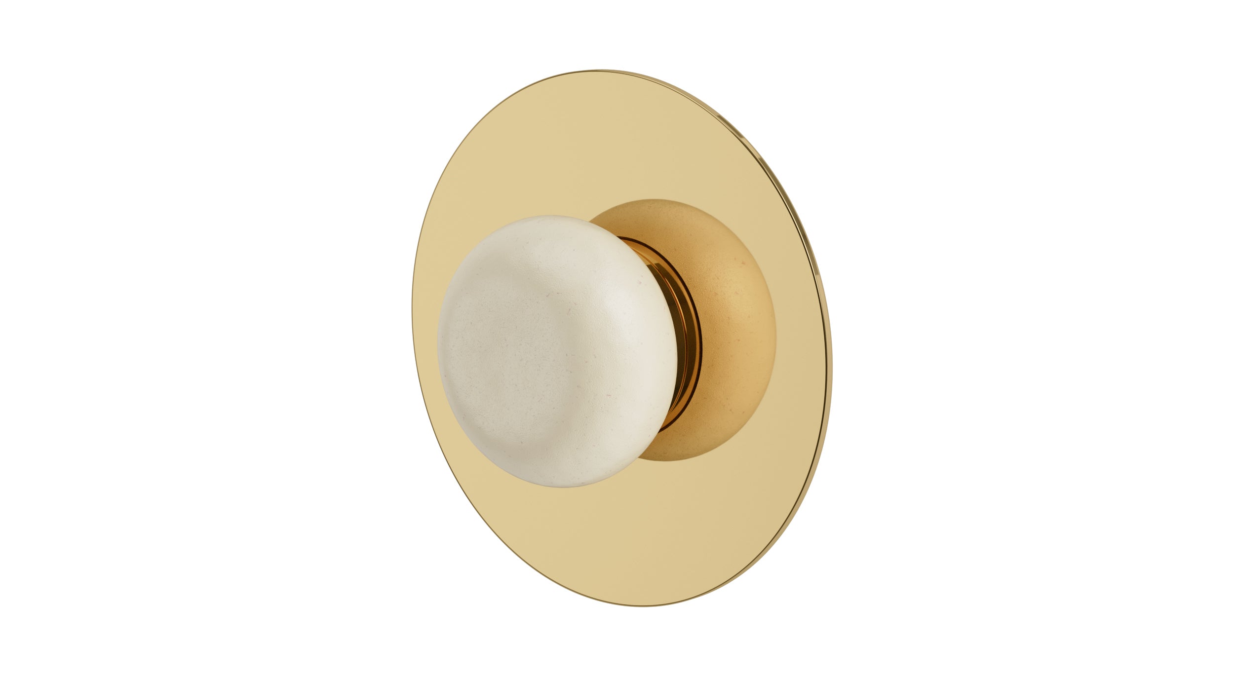Foundry One Handle Wall Mount Shower Trim with Pebble Ceramic Knob Handle in Polished Brass