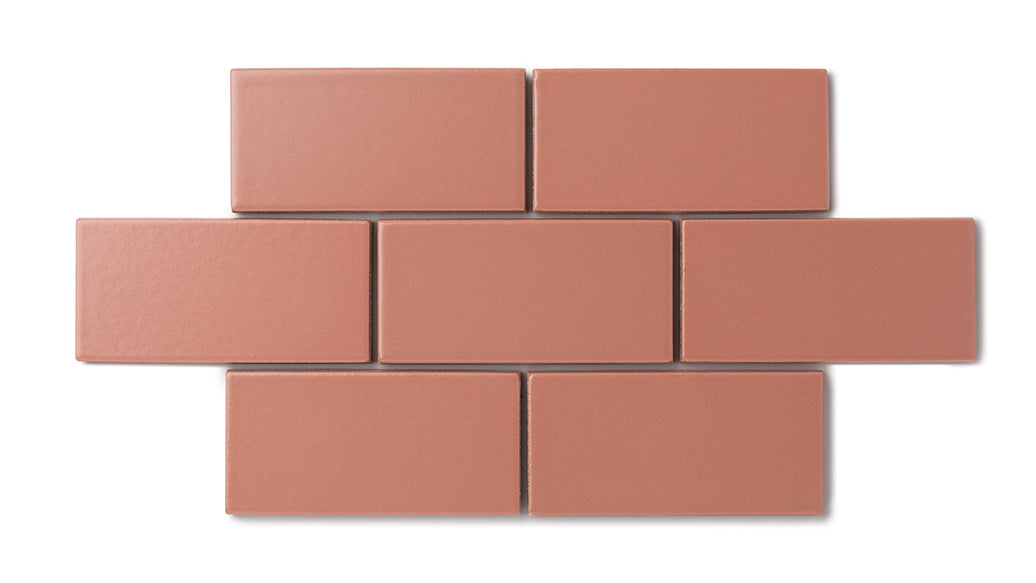 2x8 Natural Press Ceramic Tile in Madder Red Matte