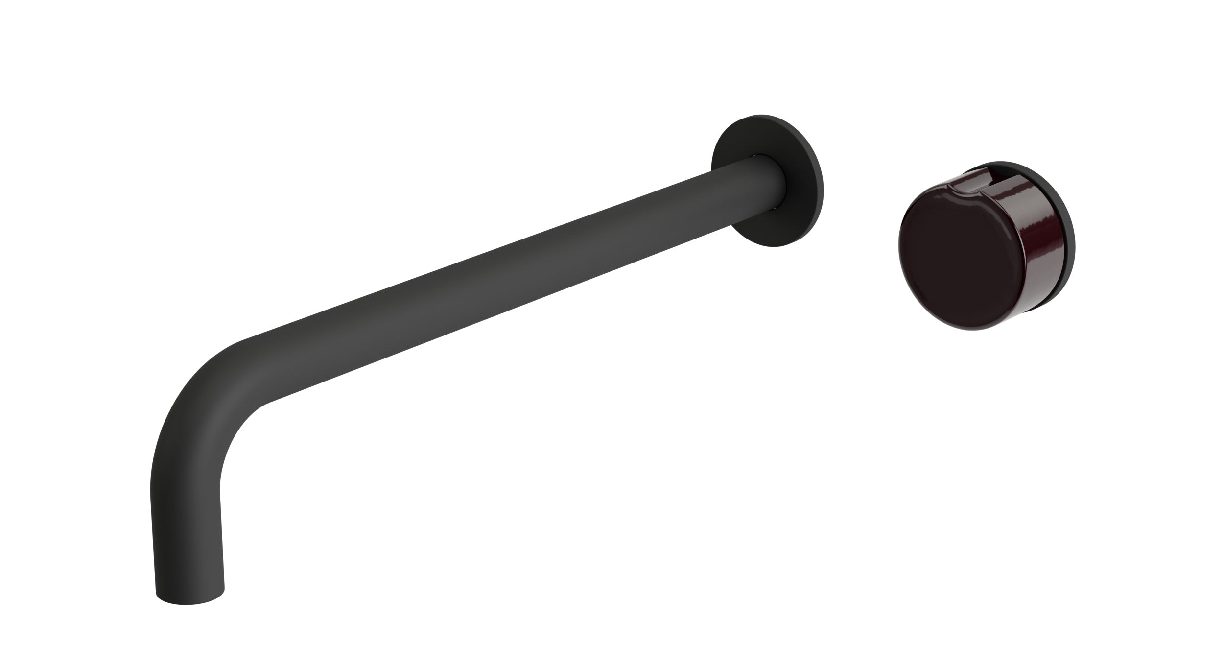 Foundry One Handle Wall Mount 12" Lavatory Faucet with Pebble Ceramic Knob Handle in Matte Black