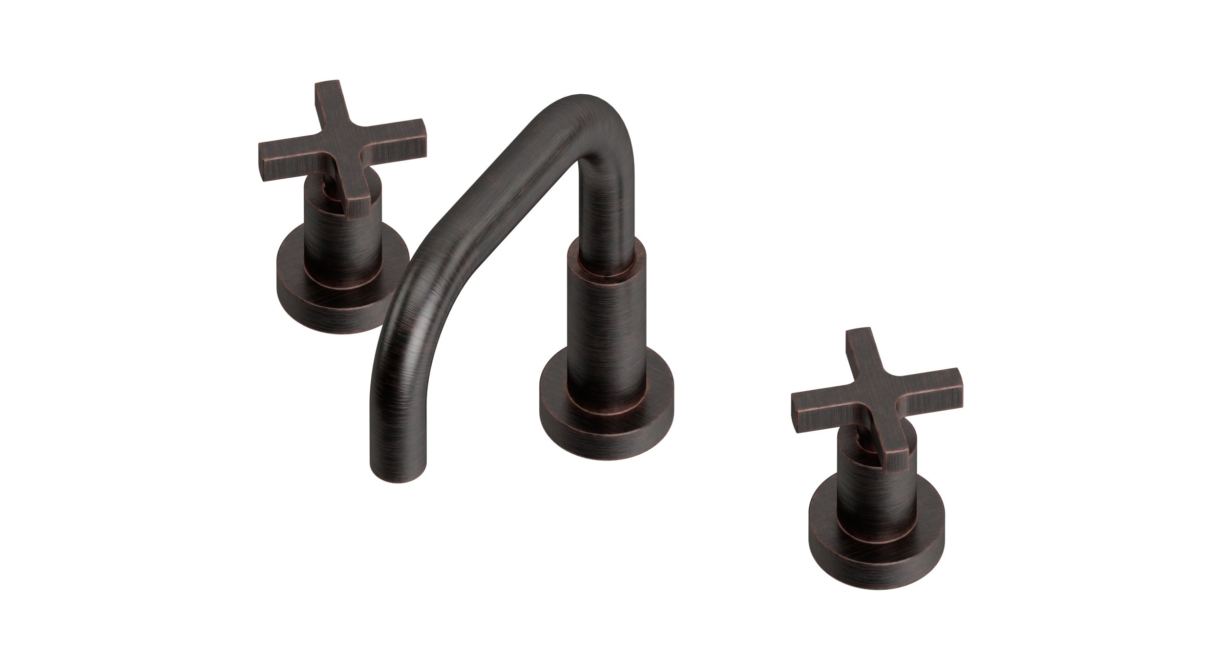 Flatiron Two Handle Deck Mount Squaretop Lavatory Faucet with Linear Cross Handles in Antique Bronze