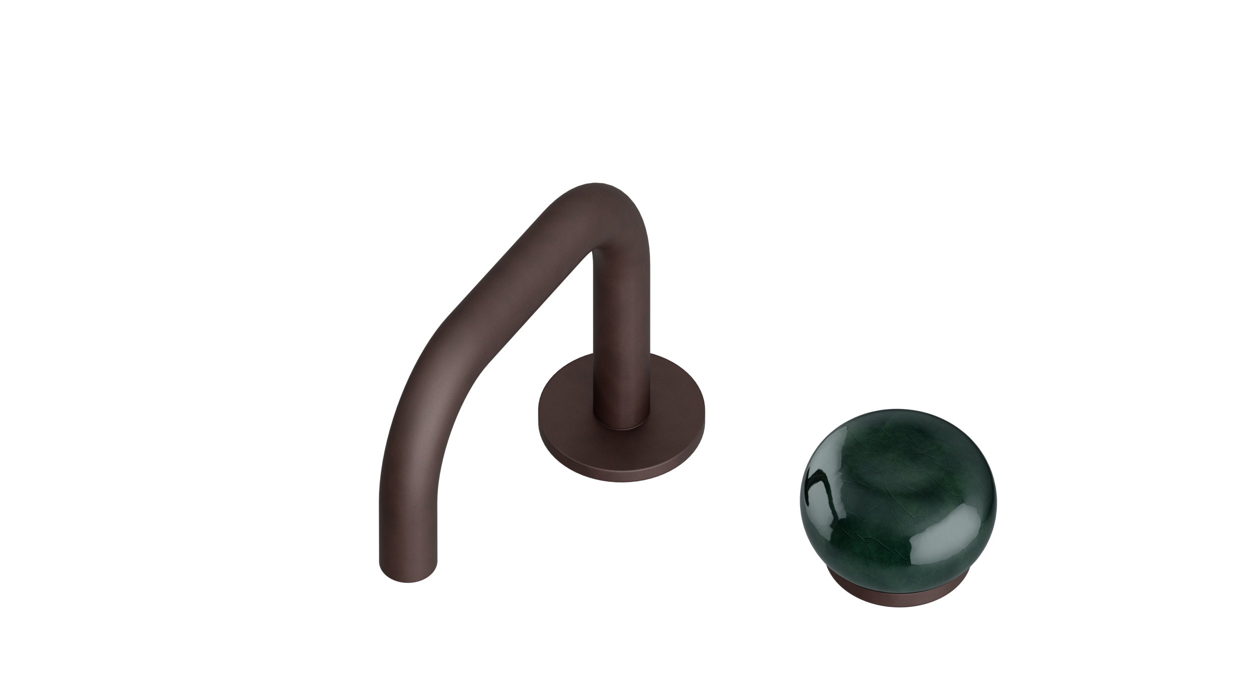 Foundry One Handle Deck Mount Squaretop Lavatory Faucet with Pebble Ceramic Knob Handle in Architectural Copper