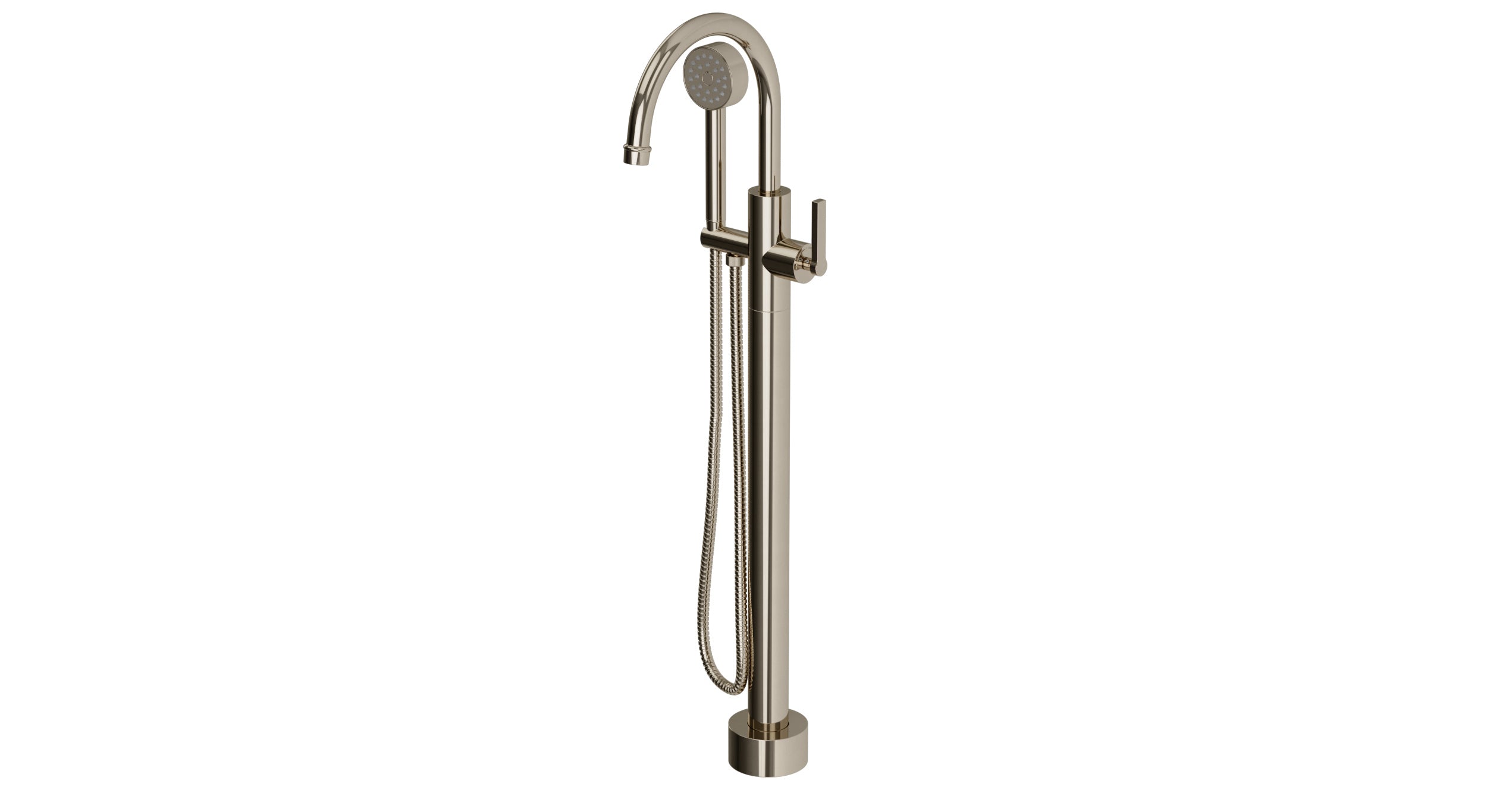 Emerson One Handle Floor Mount Gooseneck Bath Trim with Hand Shower and Classic Lever Handle