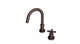 Flatiron One Handle Deck Mount Short Gooseneck Lavatory Faucet with Linear Cross Handle in Architectural Copper