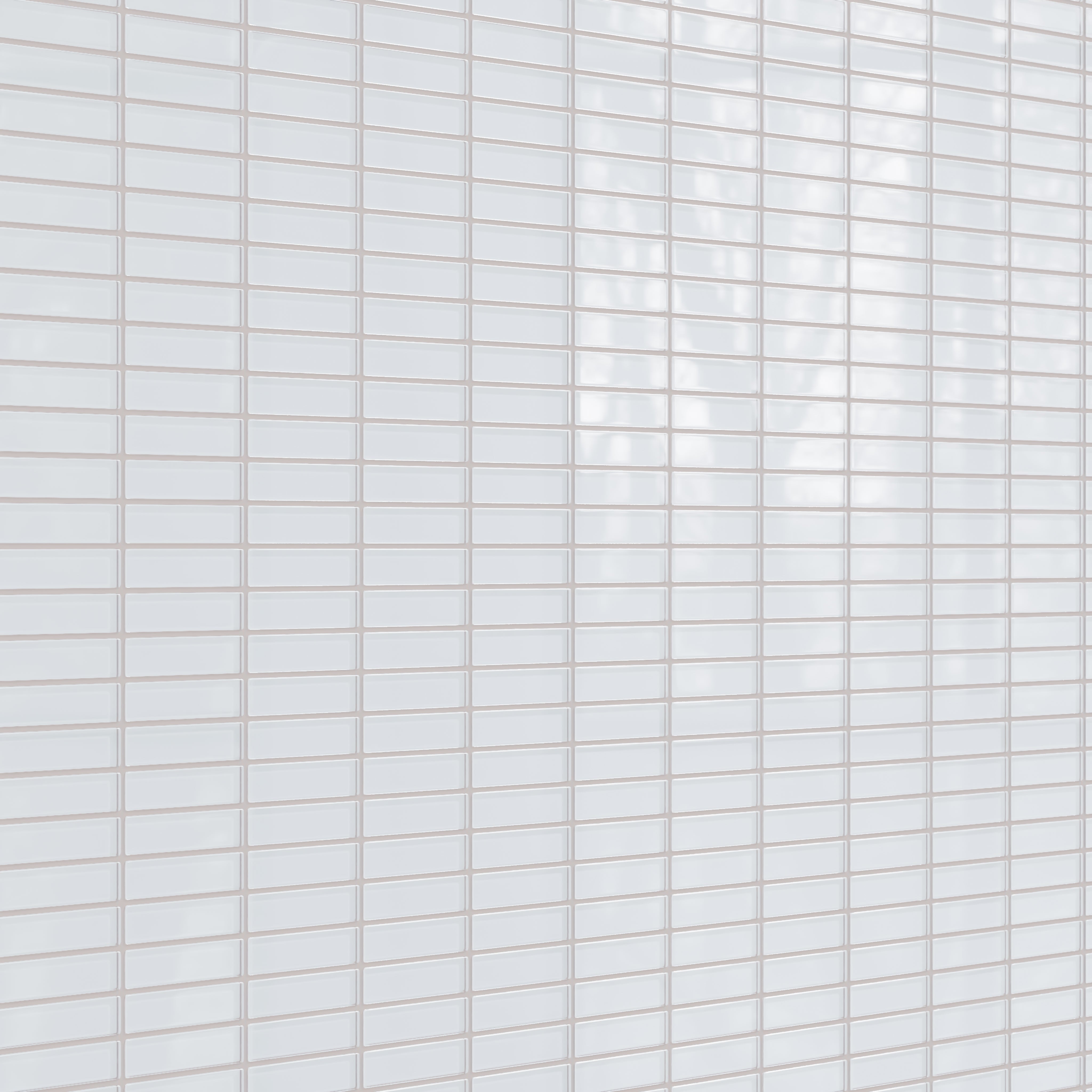 1x4 Straight Set Sheeted Glass Mosaic Tile in Snowy Owl Gloss